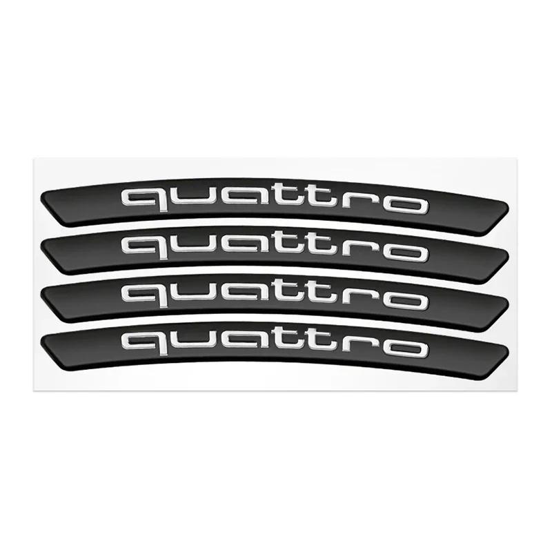 4pcs Car Wheel Hub Stickers Tire Rim Decorative Auto Logo Sticker For B Quattro TT RS Sline ABT 2.0 3.0 TDI 35TFSI A1 A2 A3