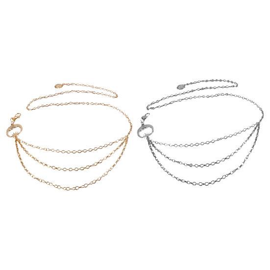 Boho Mond Körperkette, Mehrschichtiger Taillenkettengürtel, Metallbauch-Körperkette mit Sonnenanhänger, Rave Nachtclub Party Körper Schmuck Zubehör für Frauen