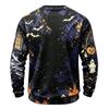 Men's Casual Knit Long Sleeve Neck T-Shirt with Halloween Print