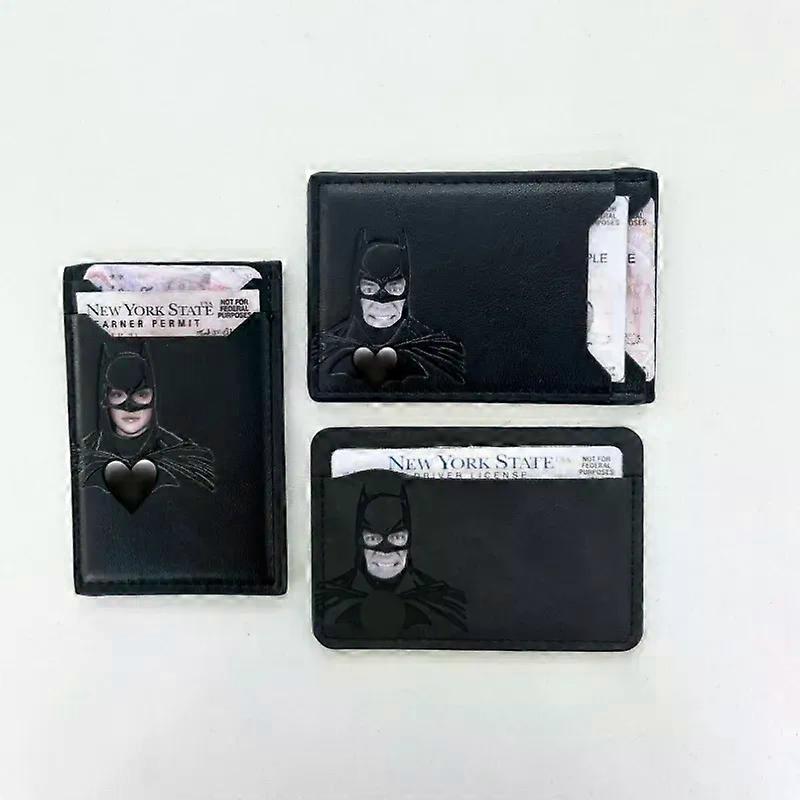 Leather Bat Cards Holder Kpop Idol Photocard Holder Men Wallet With Anime Figures ID Bank Card Storage Bag Boys Birthday Gifts