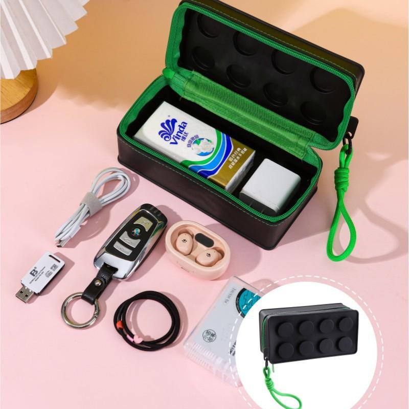 Creative Building Block Shaped Handbag Pen Storage Bag With Rope Portable Stationery Organizer Pencil Case Sundries Organizer