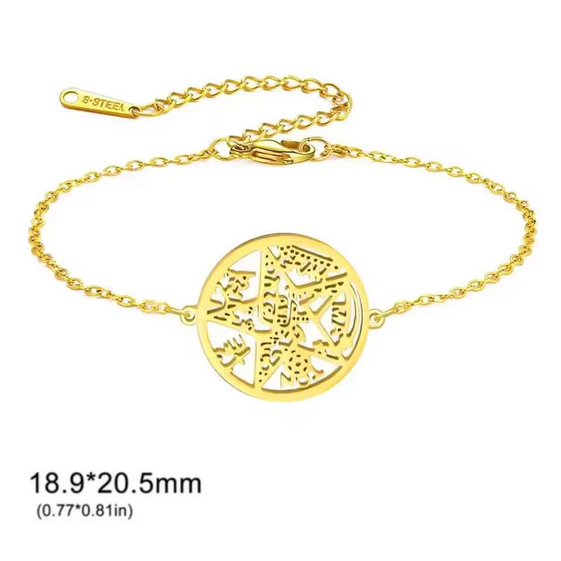 Minimalist Round Hollow Five Pointed Star Adjustable Cord Bracelet Unisex Fashion Jewelry Hand Rope Accessory For Men And Women