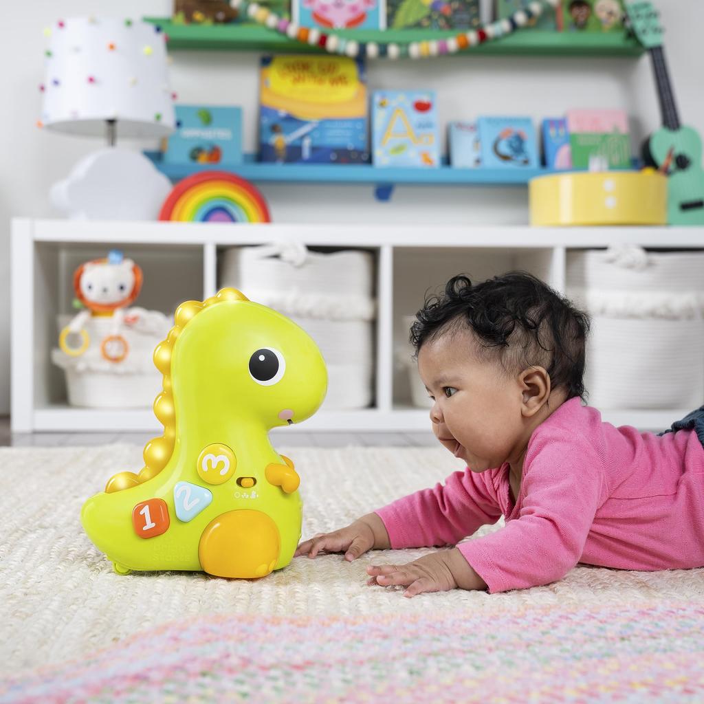 Bright Starts Crawl & Count Go Go Dinosaur [6 Months and Up] Crawling, Chase, Educational Toy, Early Childhood Education, Foreign Language 12506