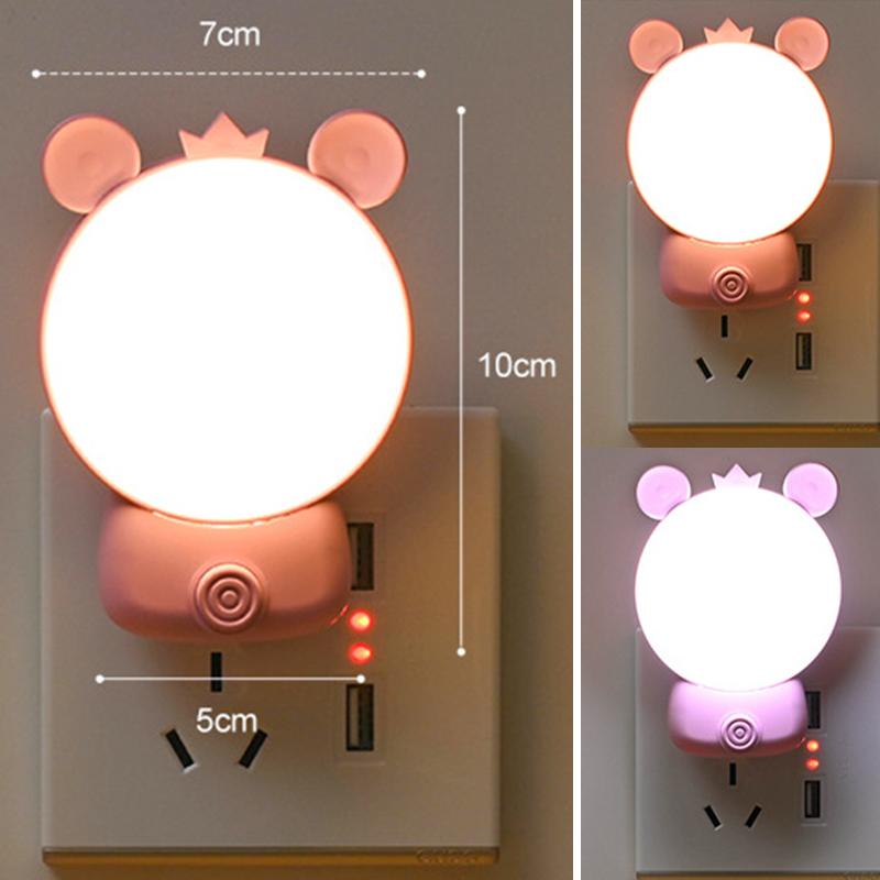 Veilleuse Électrique avec Design Dessin Animé Interrupteur Veilleuse LED Prise de Courant Chevet/Chambre d'Enfant/Lumière pour Soins Multiples Couleurs Disponibles