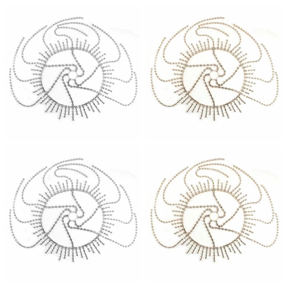 Flash Rhinestone Cap Headpiece Fringe Mesh Tassel Headband Crystal Head Chain Stage Performance