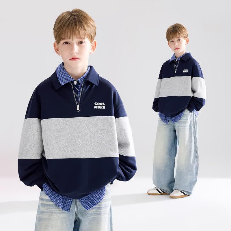 Boys  Casual Half-Zip Polo Sweatshirt 120CM