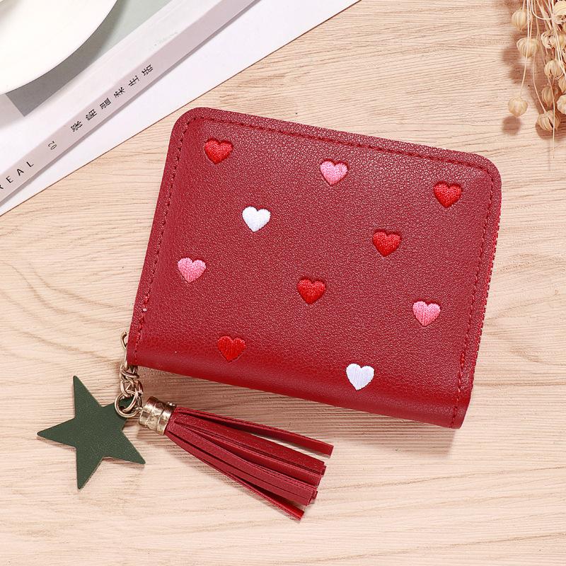 Women Small Wallet Ladies Mini Tassel Wallet Cute Short Zipper Lovely Pu Leather Coin Purse Female Hand Wallet Cartera