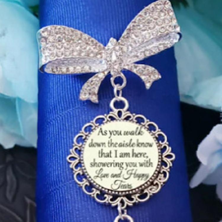 Bridal Bouquet Photo Charm Brooch Elegant Diamonds Inlayed Bowknot Brooch Pin Charm For Bride's Wedding Bouquet