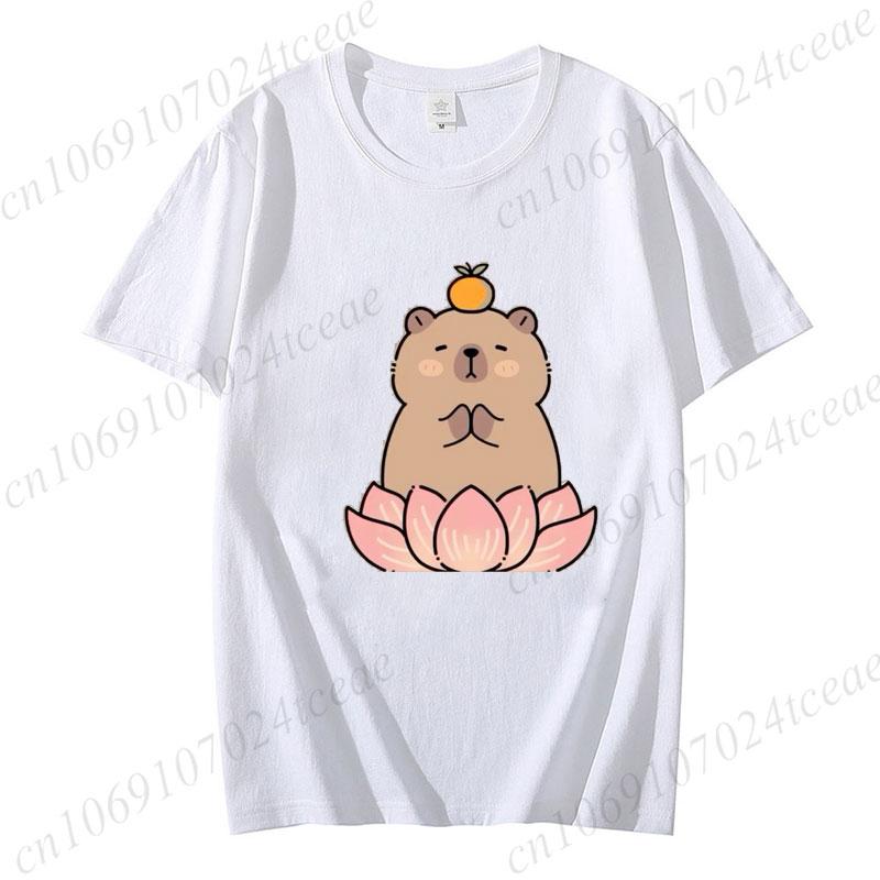 Cute Capybara Loves Bubble Tea Print Women Kids T-Shirt Summer Children's Short-sleeved Casual Pink Tops Adults Boys Girls Gifts