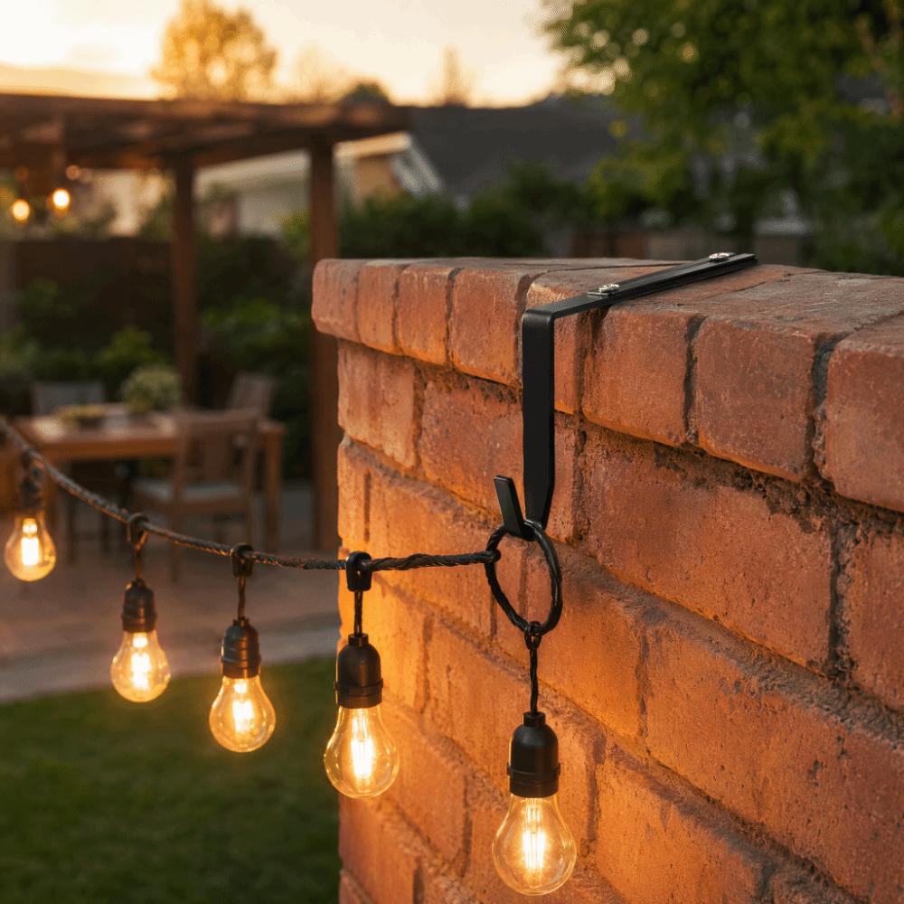 4Pcs No Drill Outdoor Light String Hooks Adjustable String Light Hangers  Cinder Block