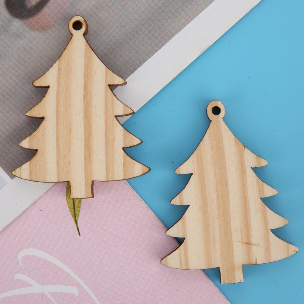 10Pcs Wooden Hanging Plates DIY Hand Made Craft New Year Christmas Tree Decoration Supplies with