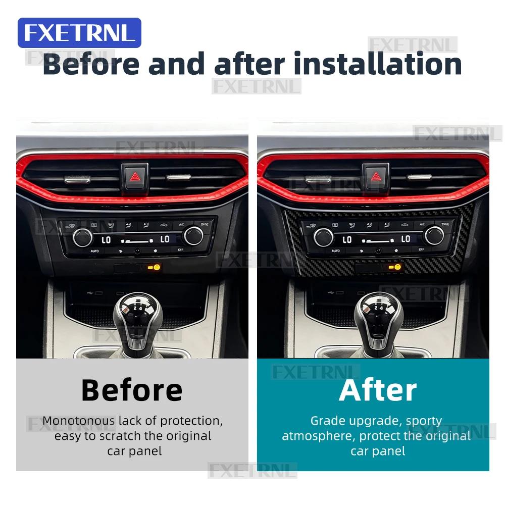 Center Console Panel Sticker For SEAT Ibiza Mk5 2018 2019 2020 2021 2022 2023 2024 2025 6F KJ1 LHD RHD Real Soft Carbon Fiber