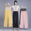 Women's Summer 2025 Cotton Slim-Fit High-Waisted Wide-Leg Cropped Pants
