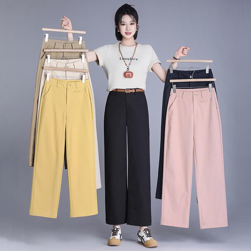 

Women s Summer 2025 Cotton Slim-Fit High-Waisted Wide-Leg Cropped Pants 30 (125-135 lbs)