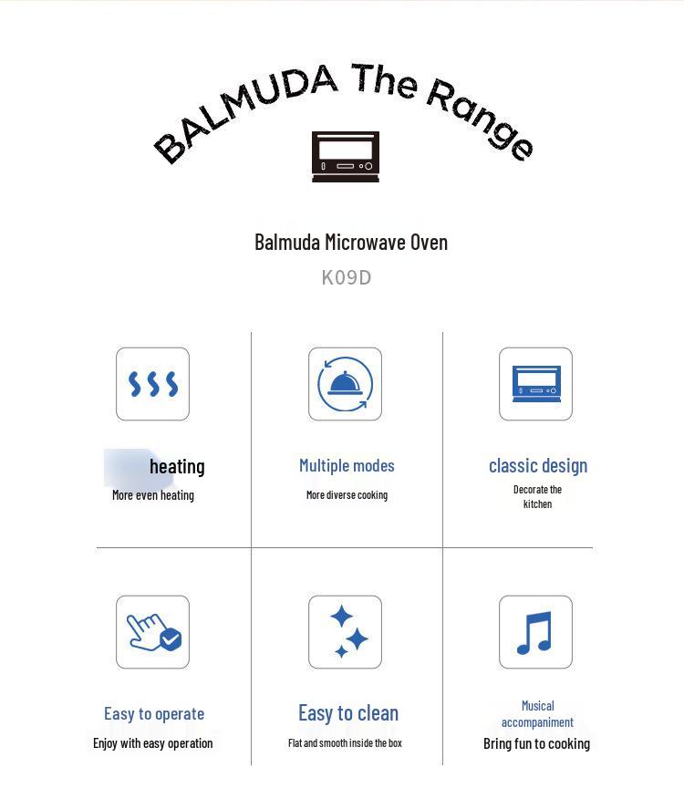 BALMUDA Microwave Oven - 2024 Compact All-in-One Micro-Bake Desktop Model