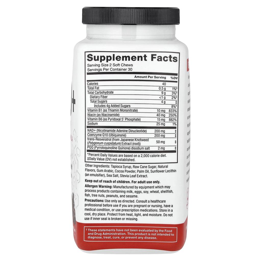 Force Factor, NAD+ Longevity & Anti-Aging Formula, Chocolate Flavor, 60 Soft Chews