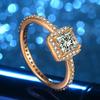 Popular Jewelry Silver Jewelry, Champagne Micro-Set Imitation Diamond Ring Square Diamond Princess Ring