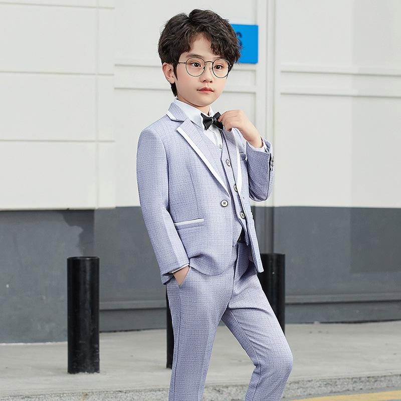 Autumn & Winter Boys' Three-Piece Suit: Handsome Blazer, Light-Colored for Baby's First Birthday/Flower Boy/Performance