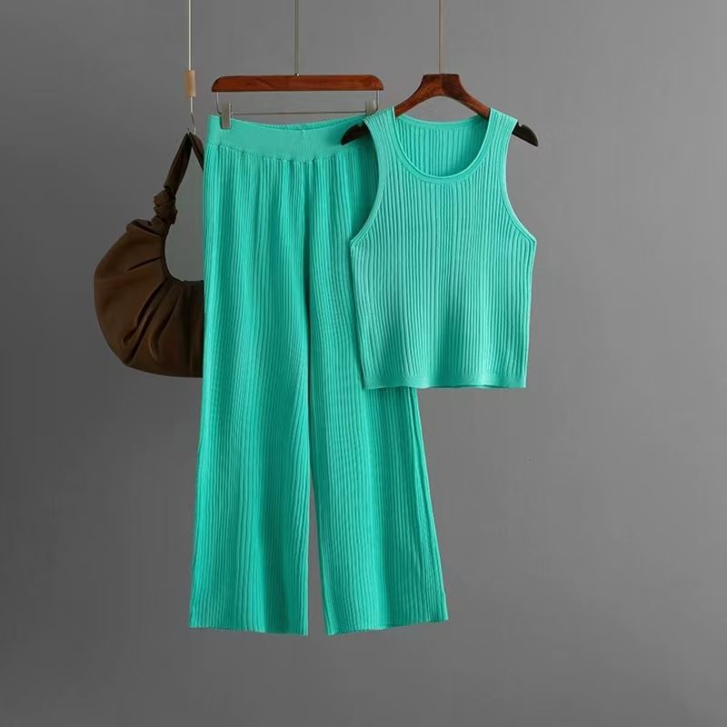 Western Style New Knitted Sling Vest Top Trousers Set Knited Top and Shorts Set