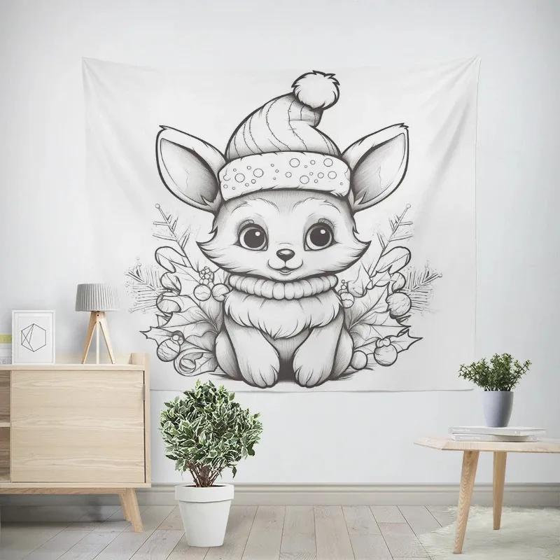 Weihnachten Neujahr Schlitten Elch Wandteppich Wohnzimmer Sofa Heimdeko Weihnachtsgeschenk