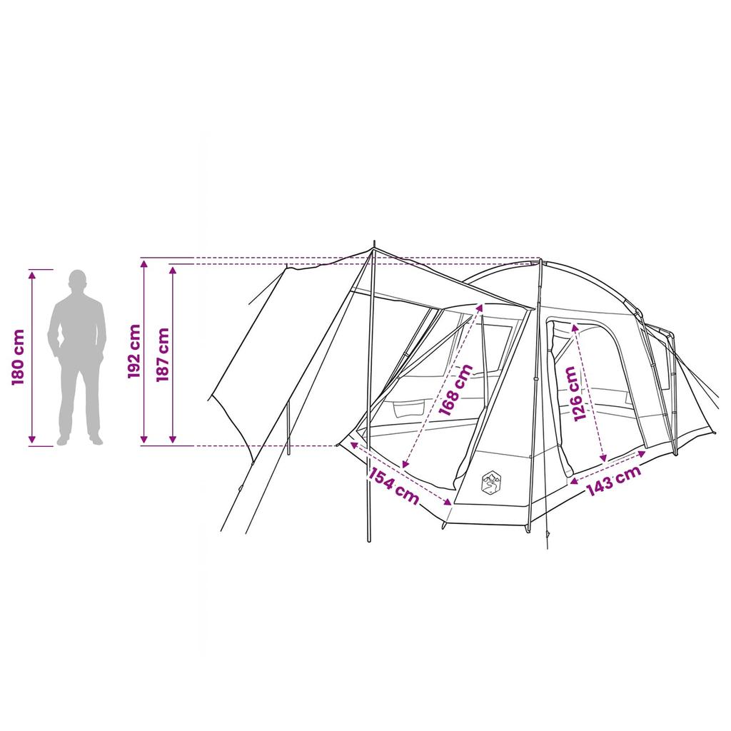 Cabin Tent with Roof Blue 8 Person Polyester and Steel