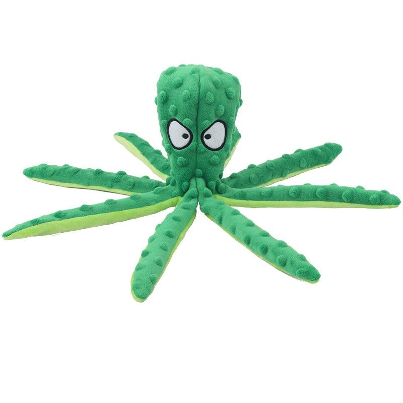 

Octopus Shaped Plush Dog Toy with Sound Anti-Bite Interactive Chew Toy for Small Medium Large Dogs Teeth Cleaning Pet Supplies зелений