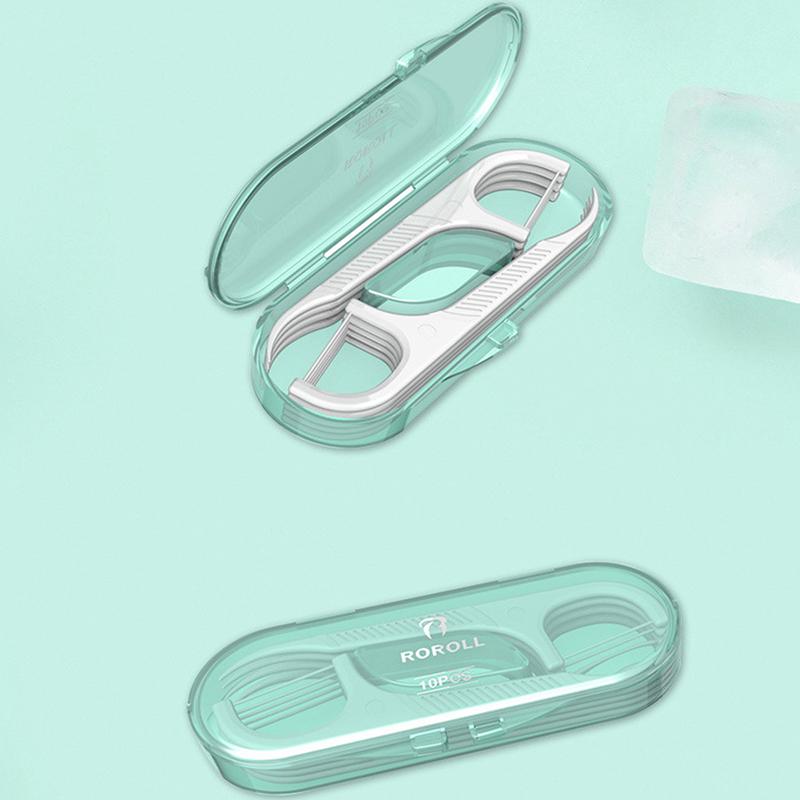 

10 шт. Зубочистки с зубной нитью, портативная коробка, одноразовые зубочистки, межзубная щетка 10pcs