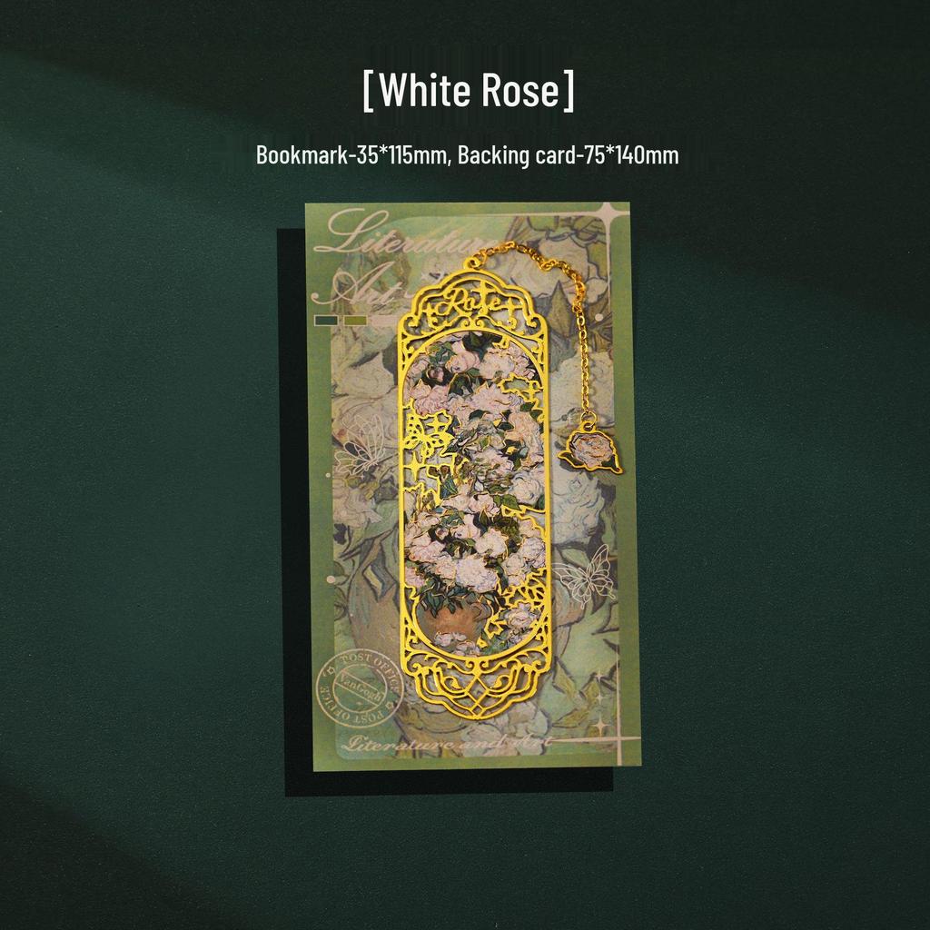 Set elegant de semne de carte metalice: Cutie cadou de Anul Nou pentru studenți, inspirată de pictura în ulei.