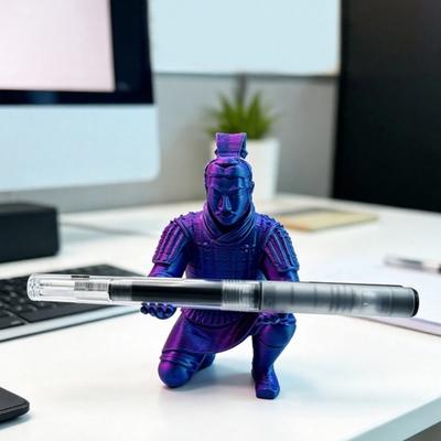 Terracotta Warrior Desk Decor, 3D Printed Soldier Pen Stand for Office, Creative Ancient Warrior Pencil Holder, Home Office Ornament Gift