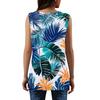 Women's Summer Casual Pleated Square Neck Sleeveless Tank Top Printed T-Shirt