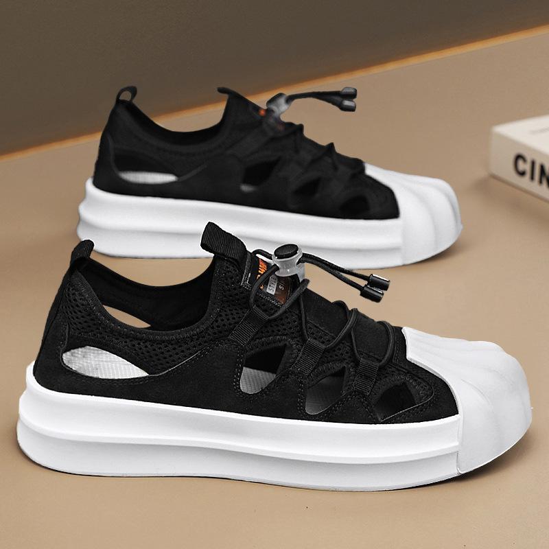 

Men S No-Lace-Up Foot Shoes Shell Head Hollow Breathable Comfortable Casual Sports Shoes 44