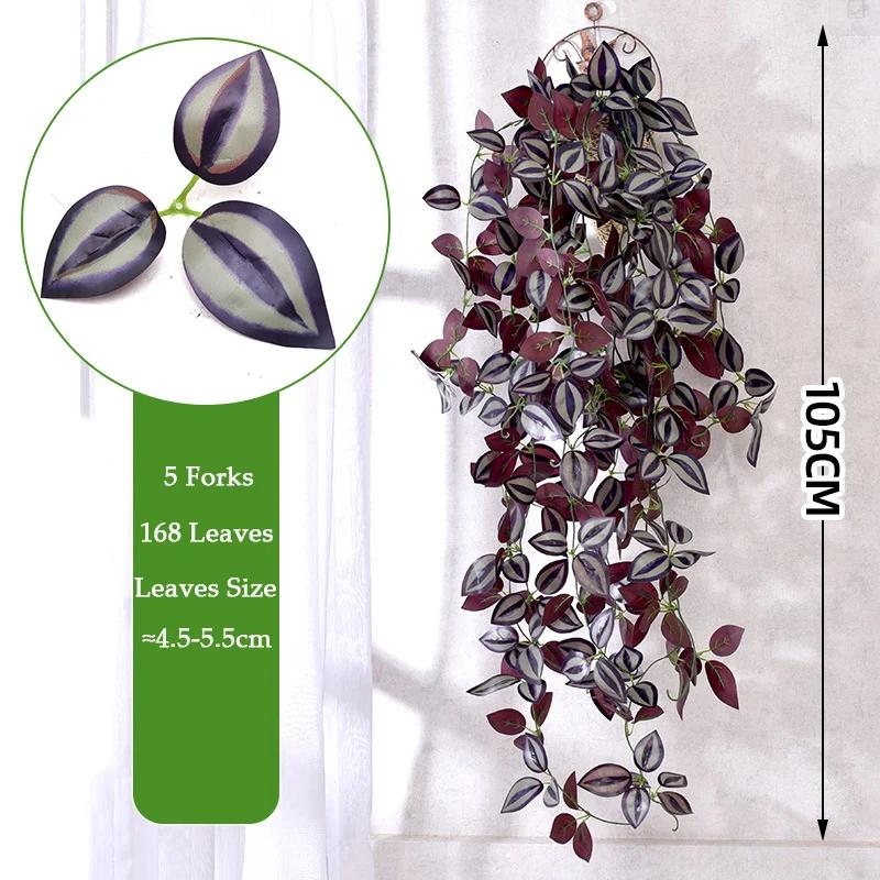 105cm 5 Forks Artificial Vines Plants Outdoor Plastic Creeper Green Ivy Wall Hanging Plants Branch For Home Garden Wedding Decor