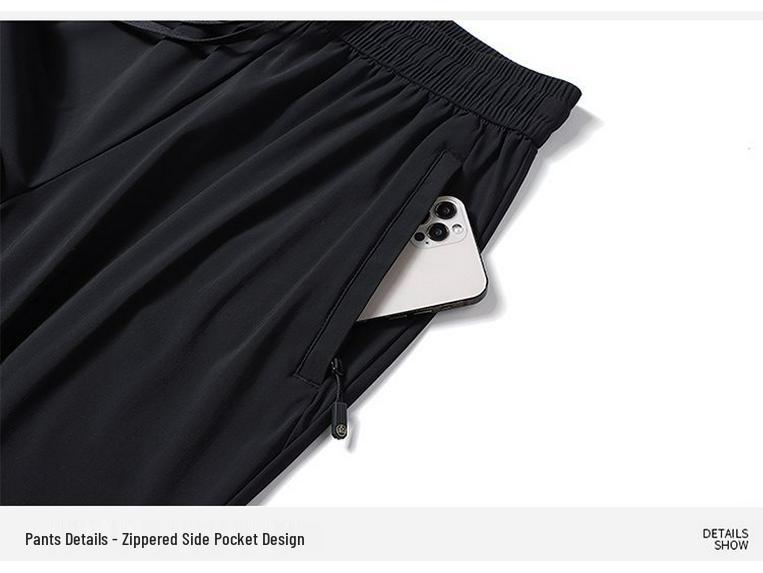 Completo estivo da uomo in seta ghiaccio a tre pezzi: T-shirt Girocollo, Pantaloncini e Pantaloni Lunghi Tuta Sportiva Casual