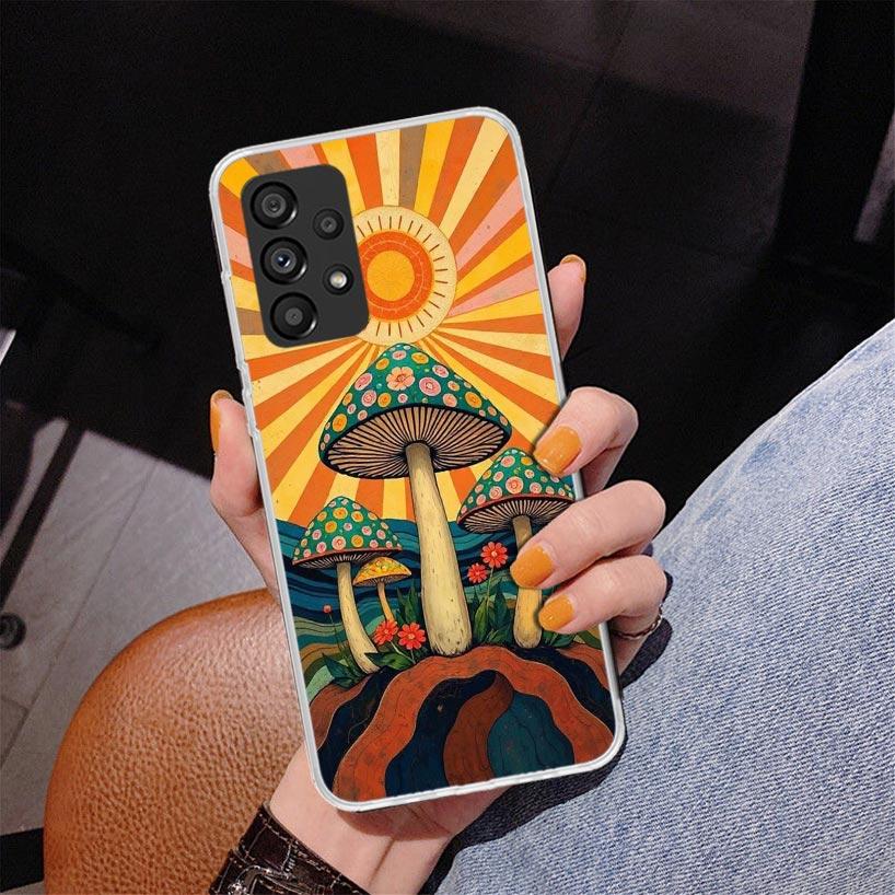 Boho Hippy Mushroom Sunrise Phone Case For Samsung Galaxy A52 A32 A22 A12 A51 A31 A50S A30S A20S A10S Note 20 Ultra 10 Plus S10