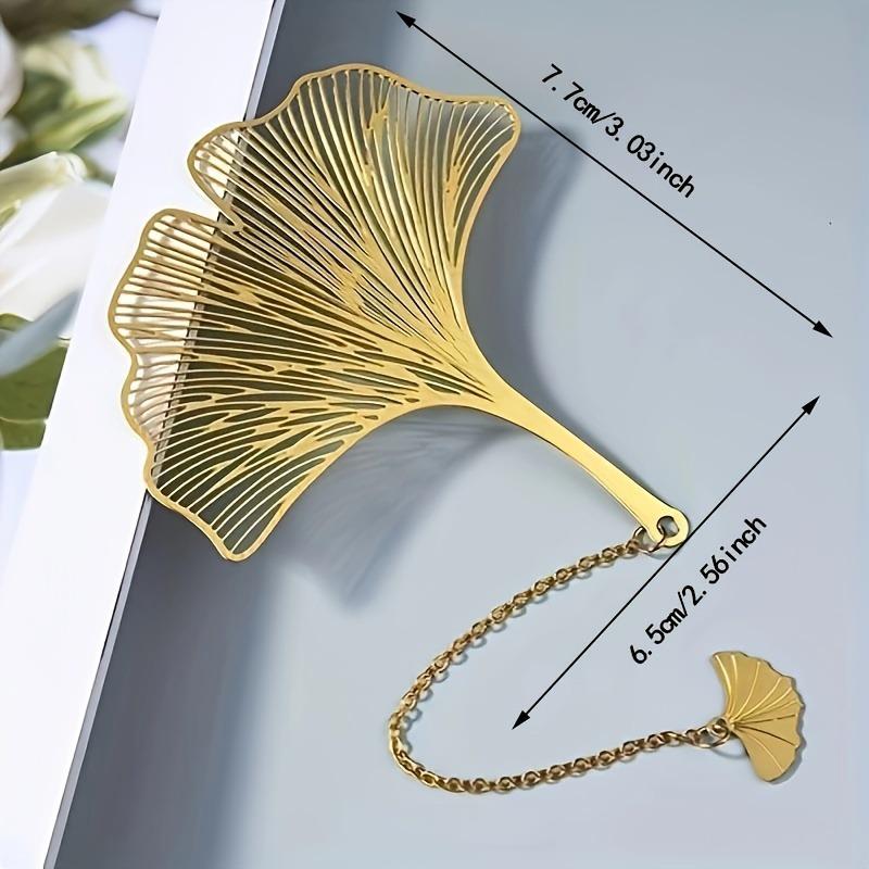 4pcs Golden Hollow Metal Bookmarks with Chains, Universal Gift for Book Lovers, Writers, Readers, Birthday, Graduation - No Feathers