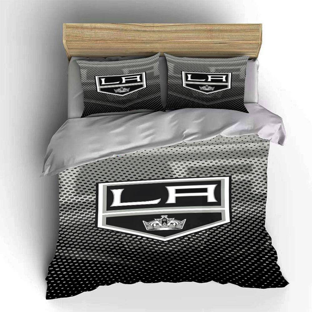 "LA Logo with Crown on Black Pattern" Print Bedding Set Duvet Cover Pillowcases (1* Duvet Cover 2* Pillowcases Do Not Include Comforter)