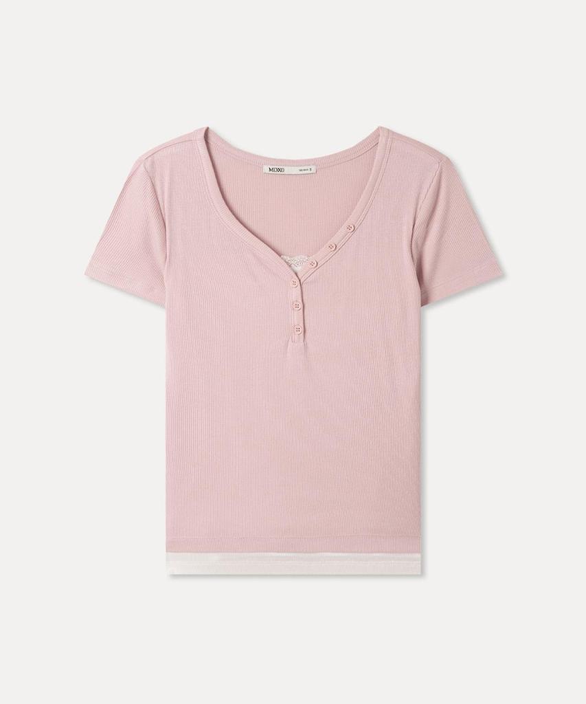 MIXXO Button-Up Layered T-Shirt Re Lwg418A_Miwhwg80Qa
