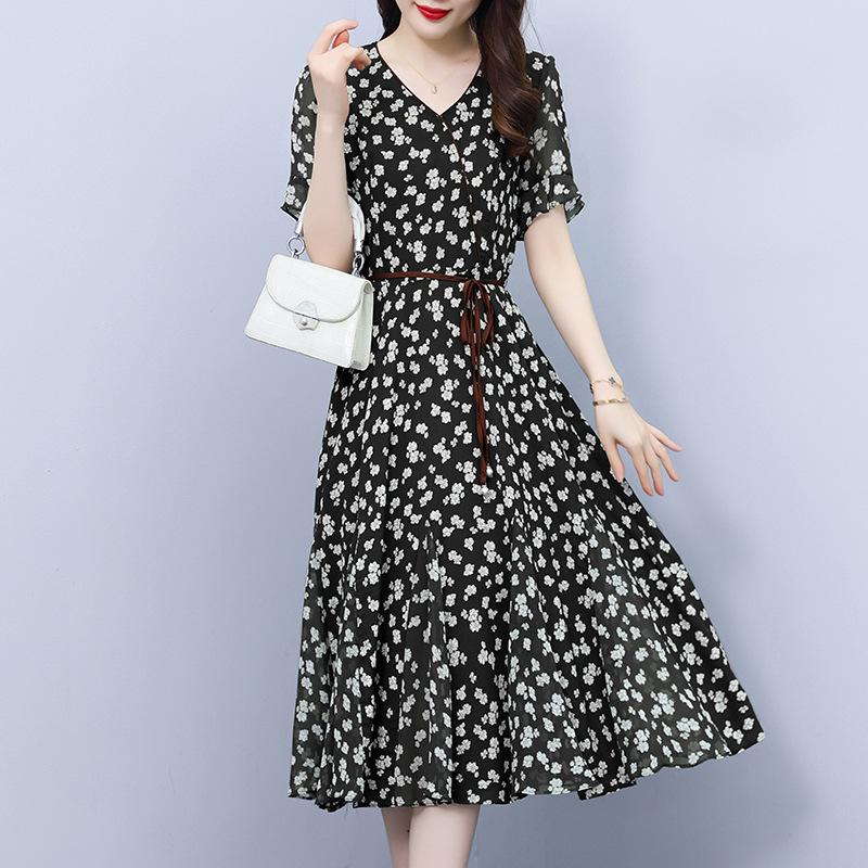 

В наличии Летнее шифоновое платье-накидка с цветочным принтом и V-образным вырезом, 2024 L