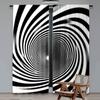 2Pcs Black And White Spiral Vortex Curtain Futuristic Pipeline Tube Endless Tunnel Striped Swirl Window Drapes All Season Charm