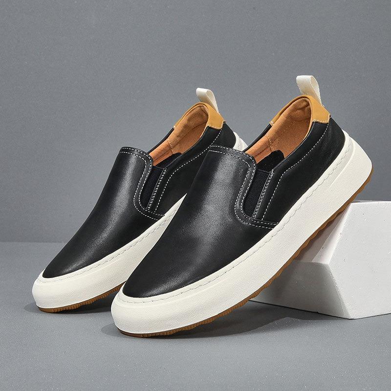 Mode Lässige Plateau-Loafer für Männer Designer Kuhleder Herren Luxus Board Schuhe Mode Einfarbig Zapatos De Hombre_voghion.com