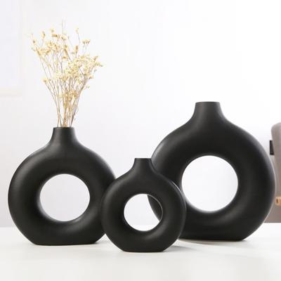 Jarrón de Donut Jarrón Hueco Irrompible Estilo Minimalista Boho Decoración de Mesa Jarrón