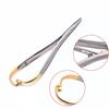 Dental Needle Holder Forceps Straight Head Curved Gold Plated Handle Stainless Steel Orthodontic Plier Dental Clinic Instrument