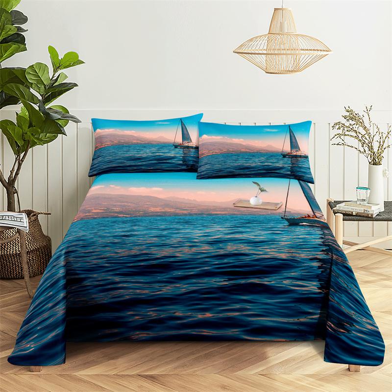 Bedding Sets Green Forest Print Bed Sheet Fashion Design Double Flat Sheet Boys Girls Bed Sheet Set Bed Sheets and Pillowcases