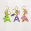 26-Letter Alphabet Resin Keychain with Star Sequins & Tassel Charm