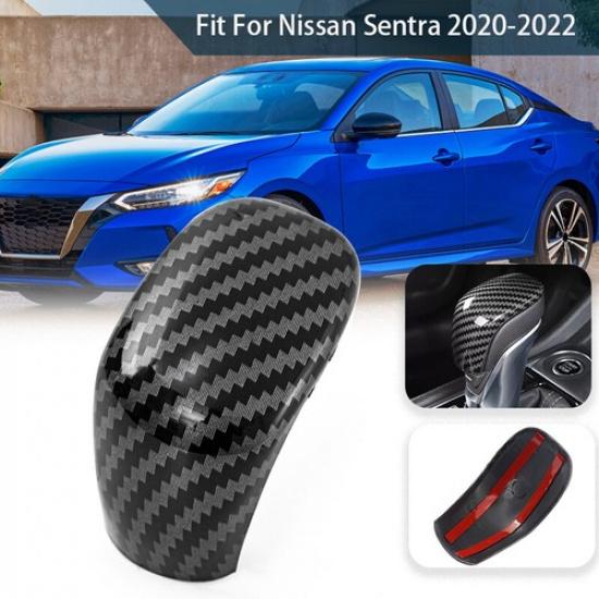 Carbon Fiber Black Gear Shift Knob Cover Trim For Nissan Sentra Altima 2020-2024