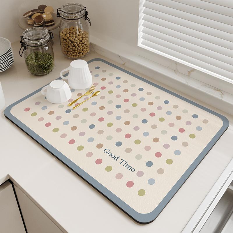 Натуральний свіжий діатомітовий килимок для сушіння, суперабсорбуючий килимок для стільниці, кухонна раковина, сушіння посуду, кавоварка, простий декор
