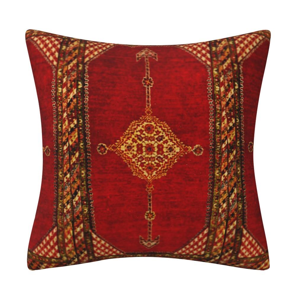 Kissenbezug inspiriert von türkischen Teppichen: Traditionelles Medaillonmuster in sattem Rot & Marineblau Böhmische Wohnkultur Kissenbezug