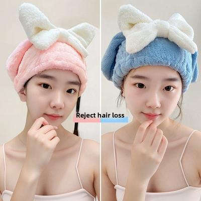 Absorbant d'eau Séchage rapide Mode Femme Maison Velours Nœud Capuchon pour Cheveux Secs Bonnet de Douche