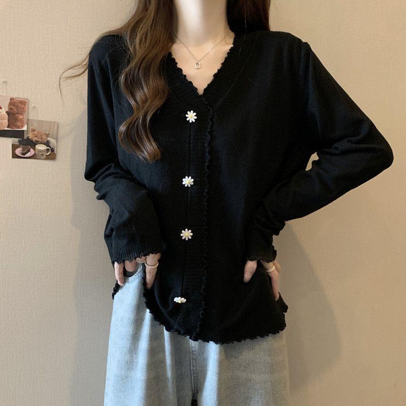 

2025 Plus Size Women s Autumn Knitted Slimming Loose Pullover Sweater Top 3XL (suggested: 80-90 kg) чорний