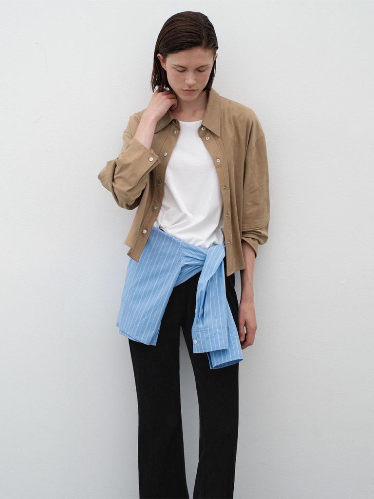 ATELIER NAIN Nova Semi Crop Suede Shirt(Bl-4351)